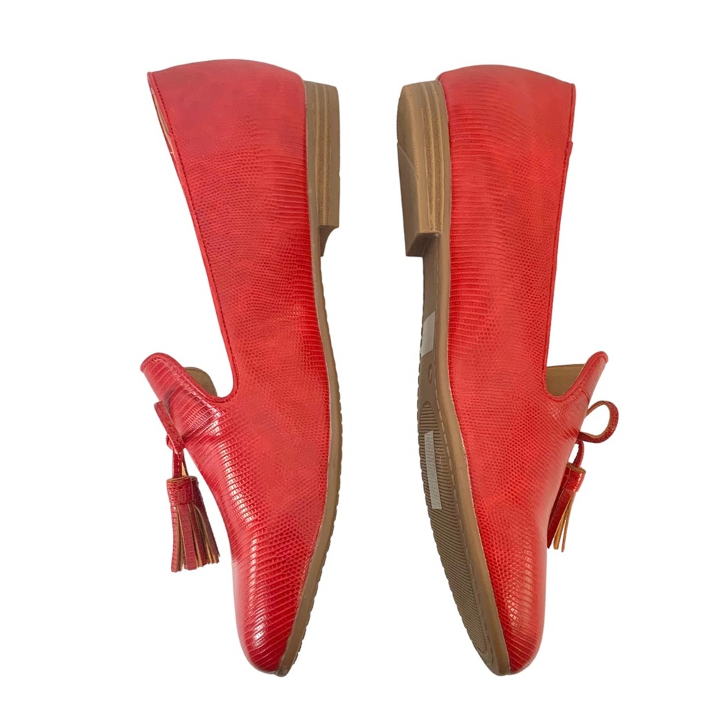 MONROE & MAIN Tonal Red Reptile Print Tassel Loafers Sz Sz 41/10 - Picture 6 of 11